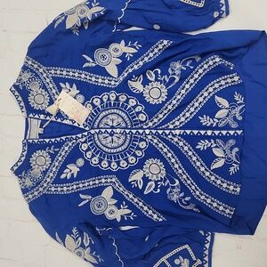 NWT Johnny Was Workshop Women's Sizw XS Scallop Sleeve Blouse Brynlee Top